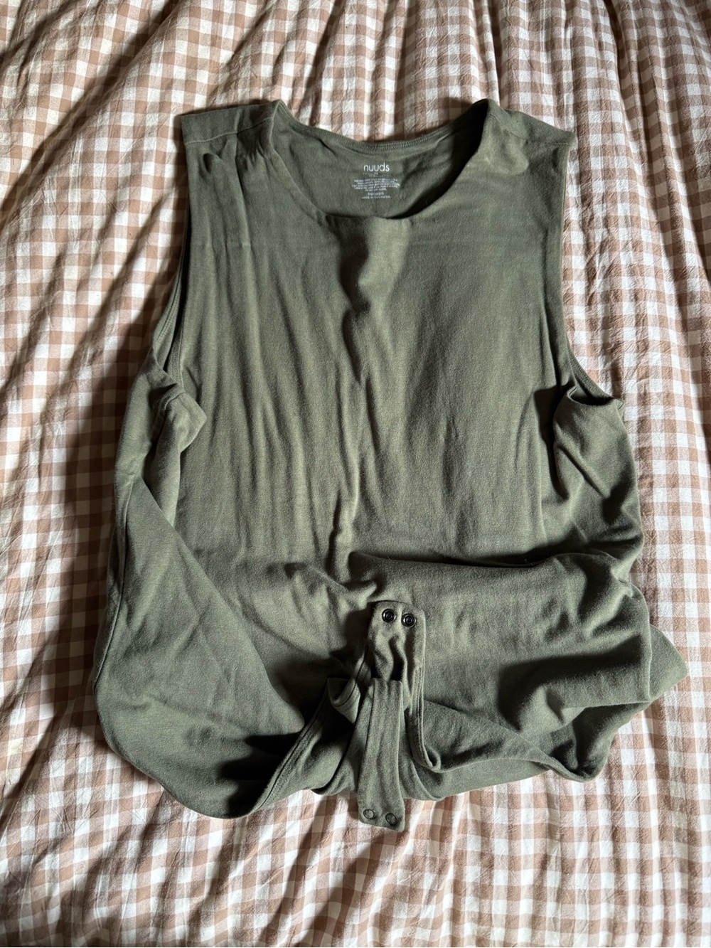 nuuds Olive Green Sleeveless Bodysuit Tank